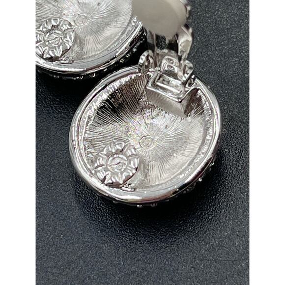 Swarovski Round Pave Clear Crystal Stud Earrings Formal Bridal Bling‎ Pierced - Picture 6 of 16